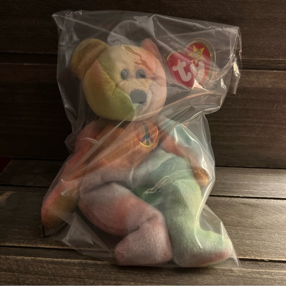 TY Beanie Baby Peace Bear Tie dye - Picture 9 of 9